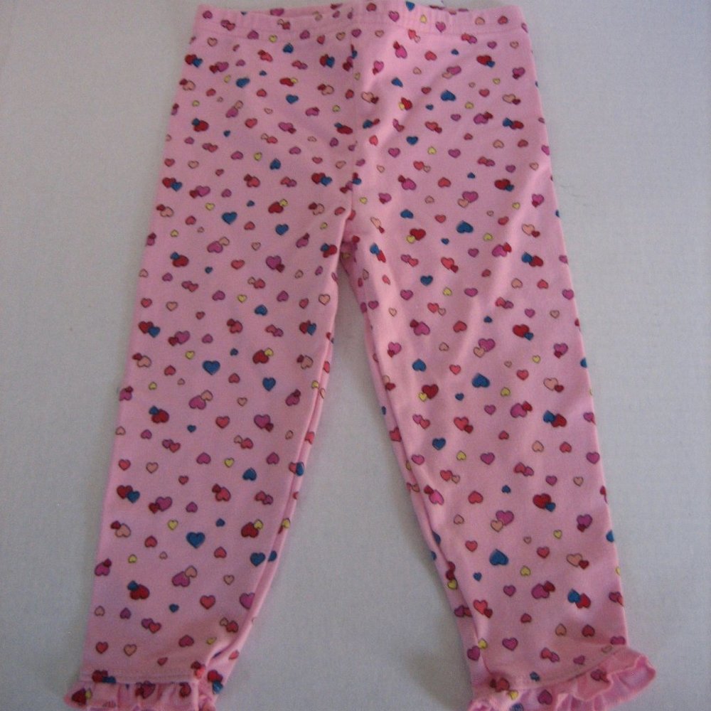 Infant Girl's Pink Pull On Leggings/Pants with Multi Color Hearts Sz 24M NWWT